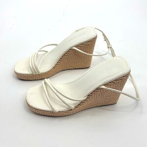 Marc Fisher White strappy wedge size 11
